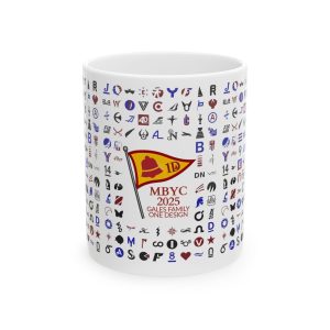 Personalized Sailboat Ceramic Mug, Nautical Coffee Cup Gift for Sailors, Custom 11oz & 15oz Drinkware, MBYC 2025 Sail Family Design